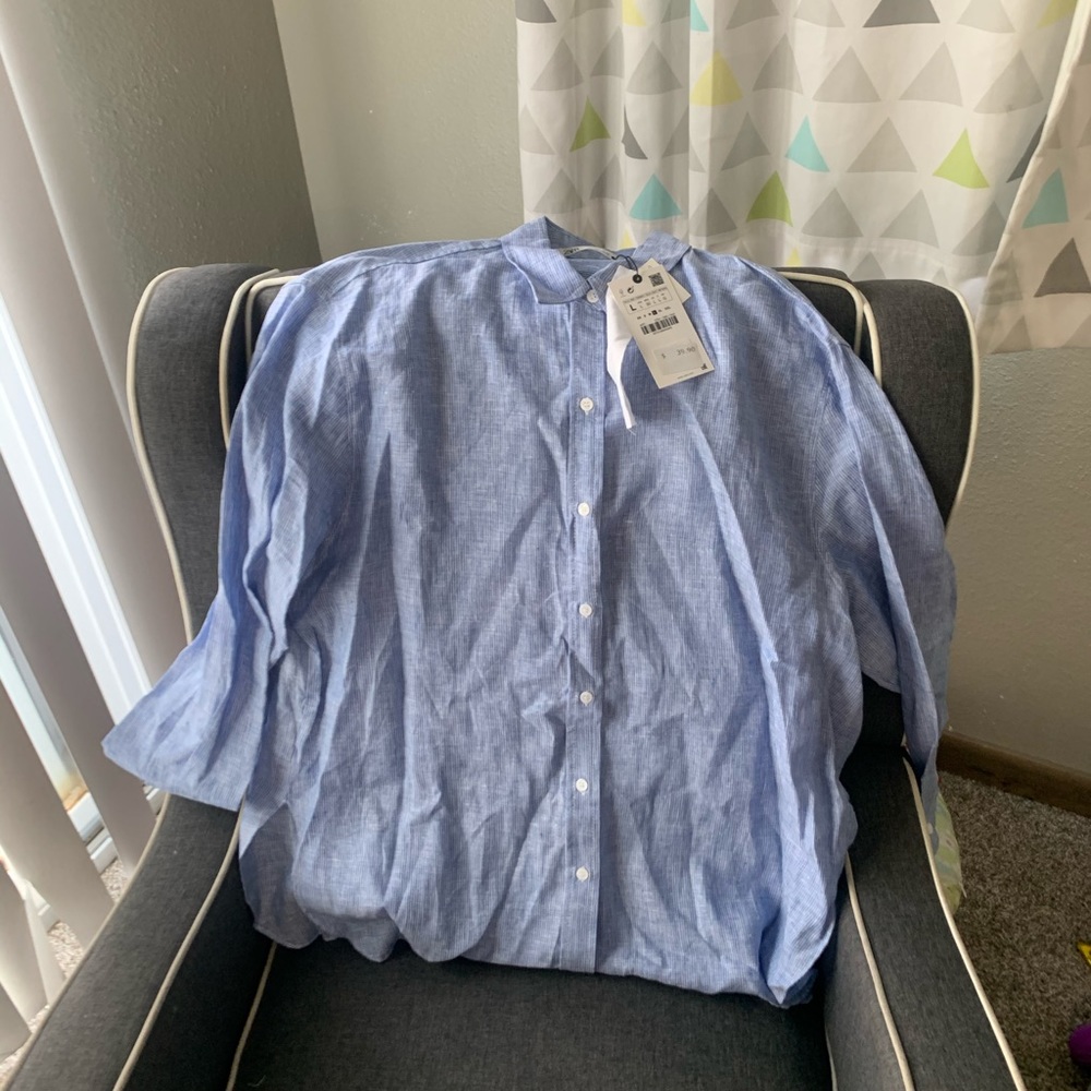 Brand new with tags 100% linen button up Zara